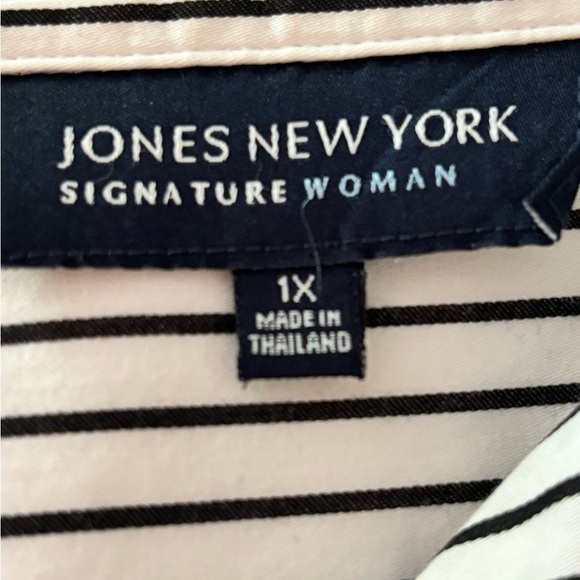 JONES NEW YORK button down shirt. black and  white, size  1X, all cotton - Picture 4 of 7